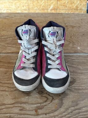 Nike Kids High-Top Sneakers in Pink, Black & White